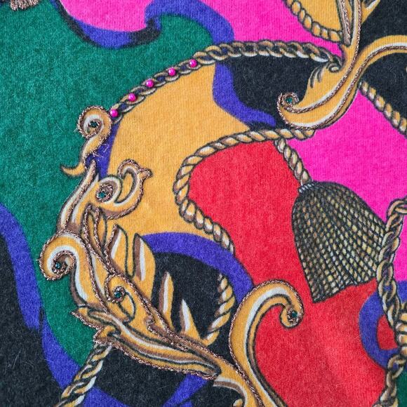 VTG Magnolia Wool Angora Sweater Bold Abstract Whimsygoth Baroque Retro 80 90s L - Picture 8 of 9